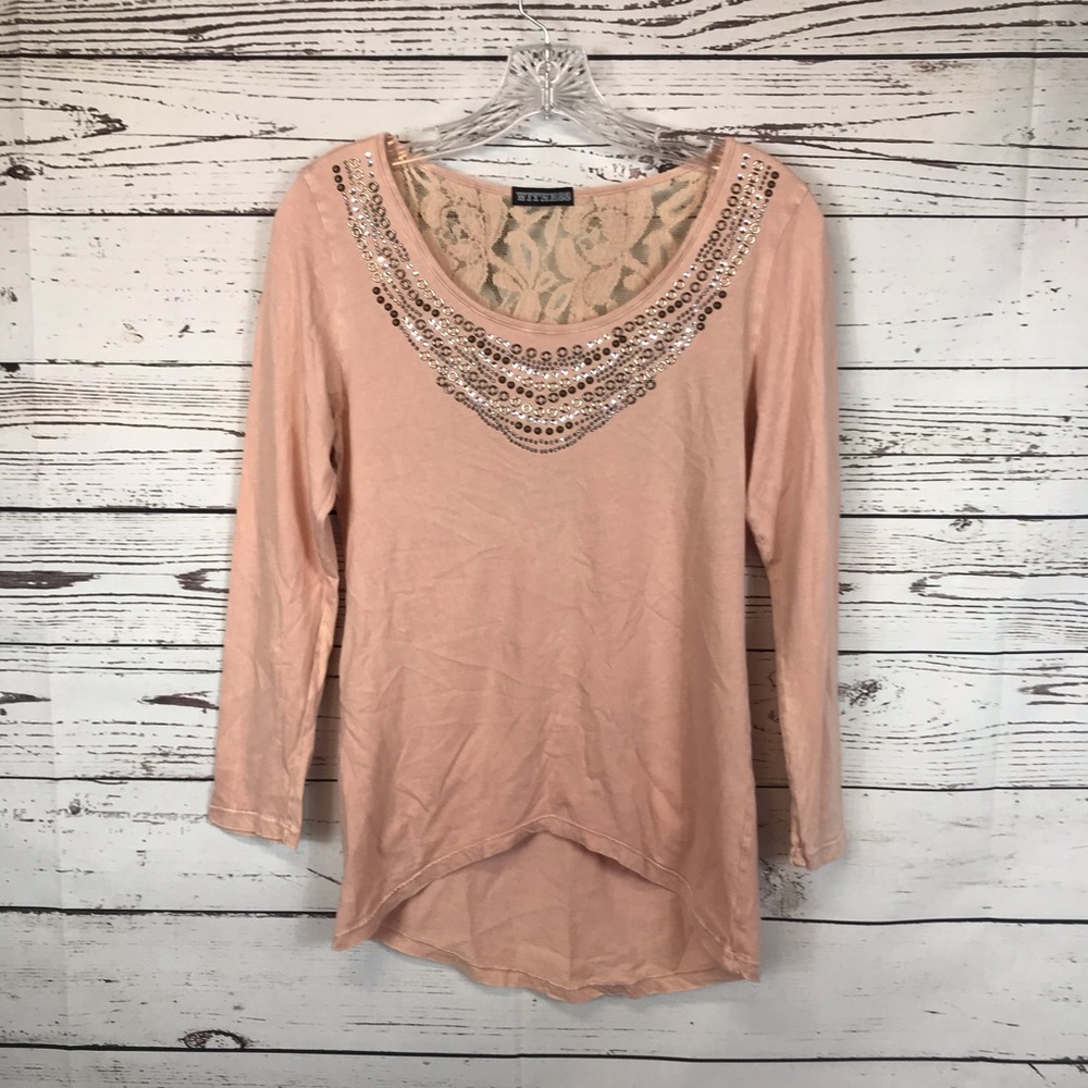 Witness Distressed Lace Ladies Top Long Sleeve S